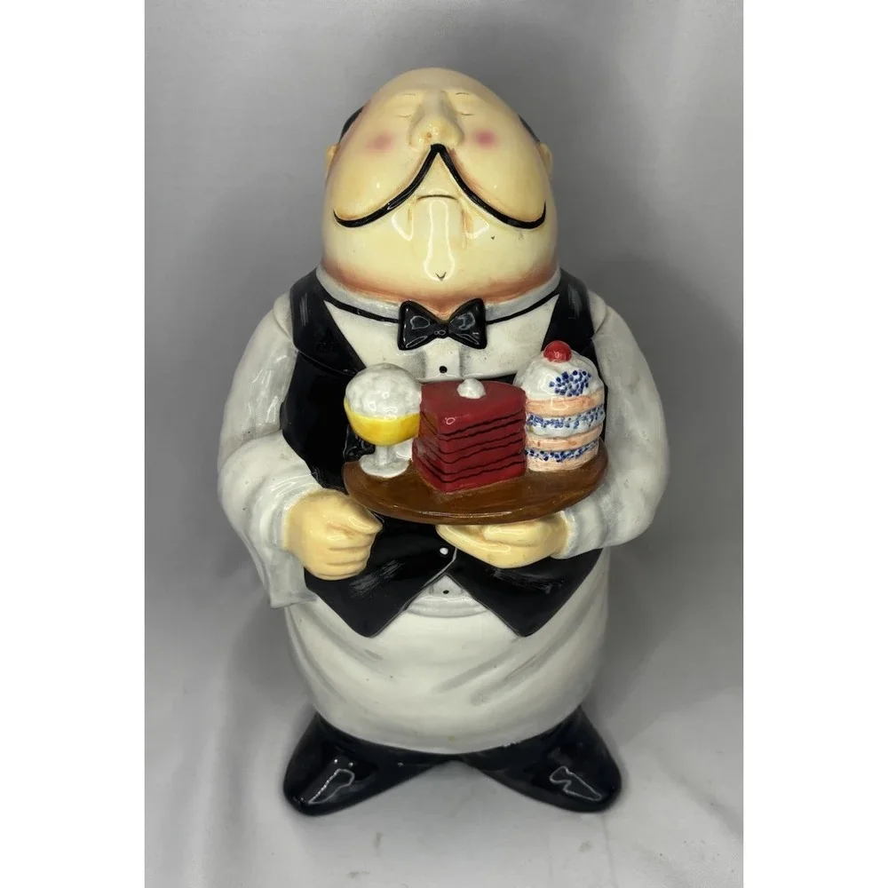 Vintage T. Flickinger Certified International Ceramic Butler/Waiter Cookie Jar